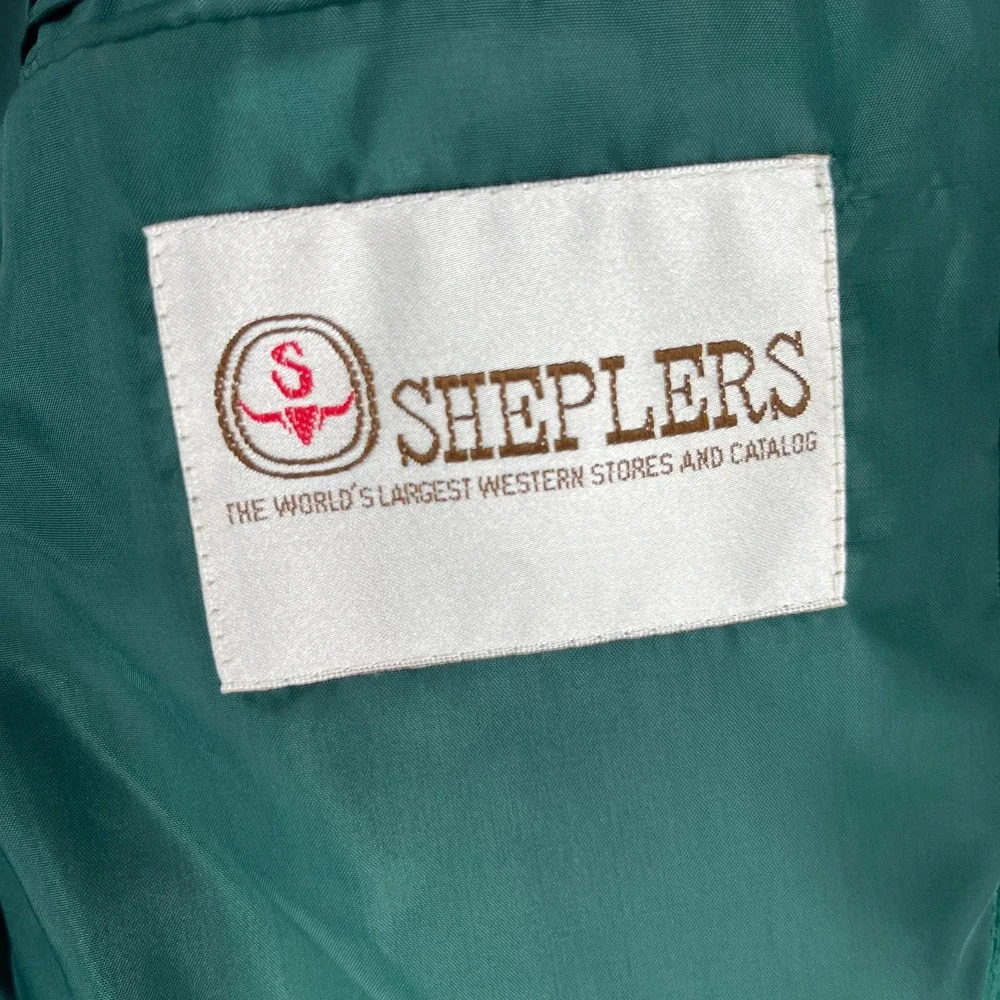 Vintage Sheplers Corduroy Western Blazer Men's 42 Reg Green Suede Elbow Patches